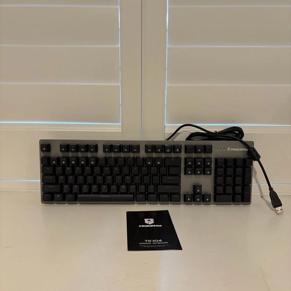 NIB Punkston TK-104 Black Mechanical Gaming Keyboard With Red Lights